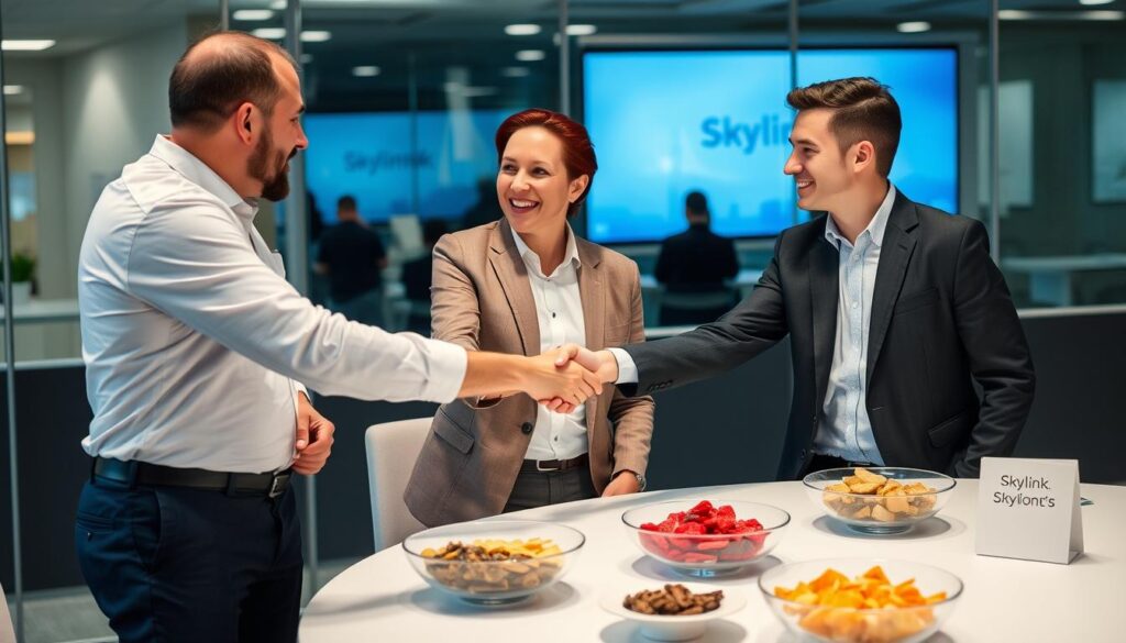 Skylink Imports business partnership meeting with product samples Skylink Imports business partnership meeting with product samples