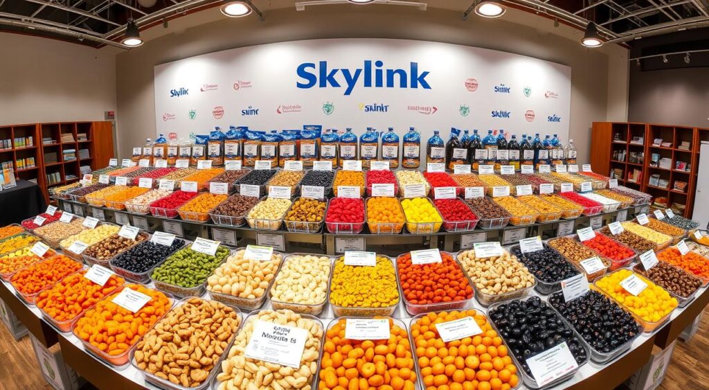 Skylink Imports' complete range of premium dried fruits displayed professionally Skylink Imports' complete range of premium dried fruits displayed professionally