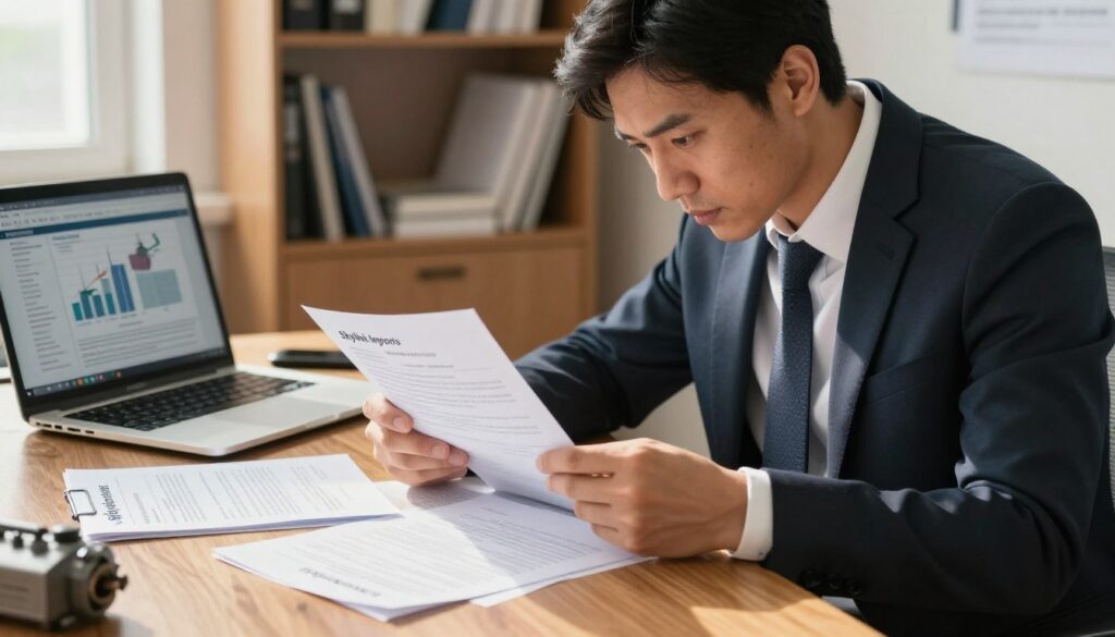 Buyer checking diesel supplier authority and quality paperwork Buyer checking diesel supplier authority and quality paperwork
