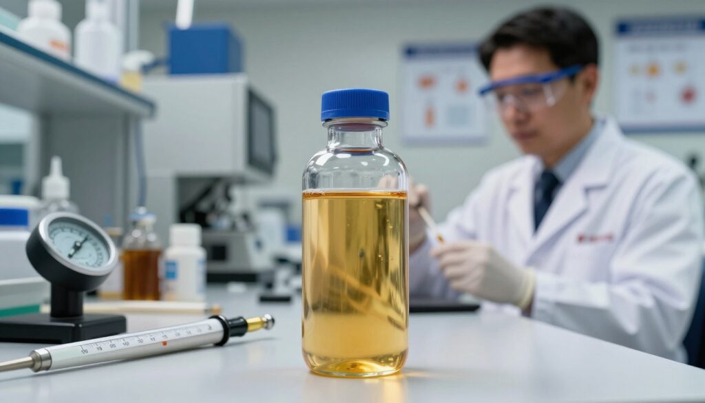 Diesel sample prepared for an equipment fuel specification check