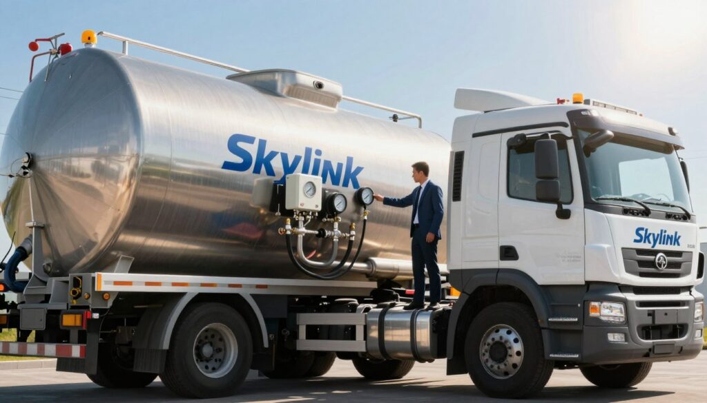 Fuel supplier truck accessing a monitored storage tank
