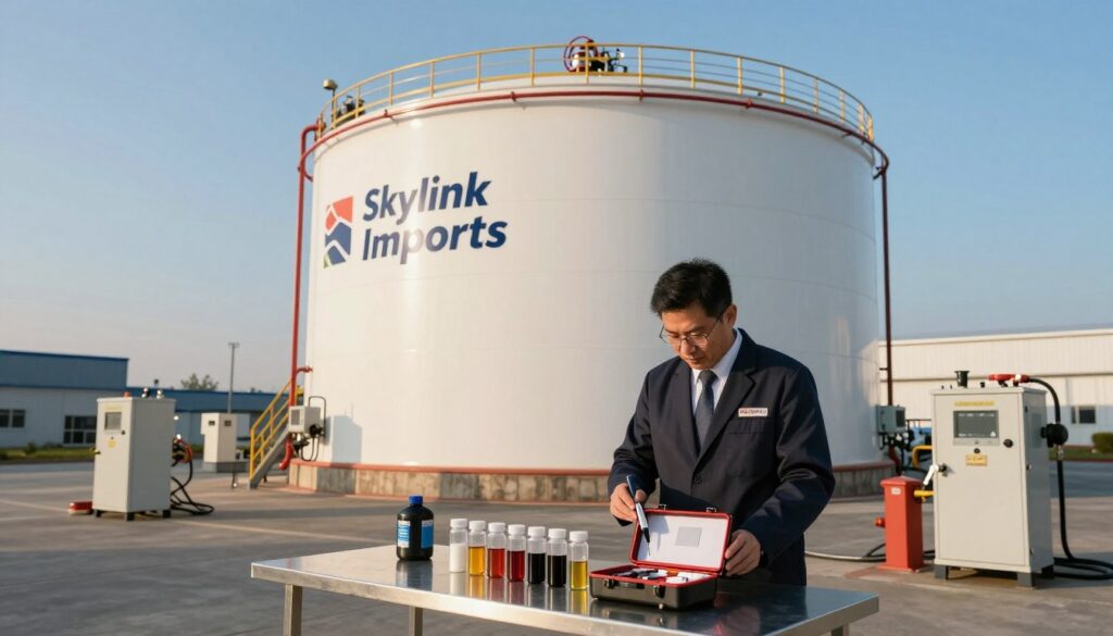 Independent diesel quality checks beside a terminal tank