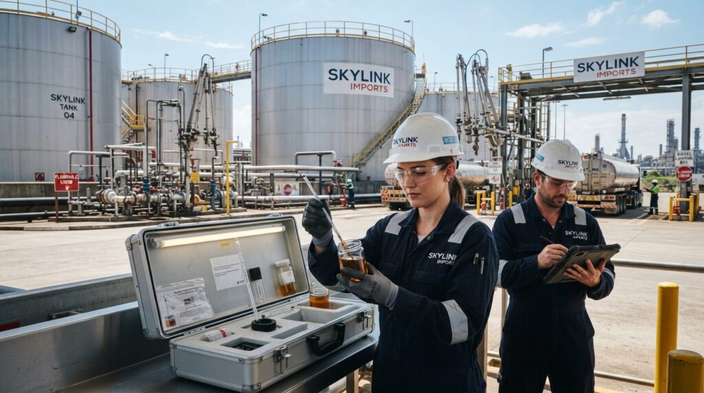 Q&Q inspection checking diesel quality at a loading terminal